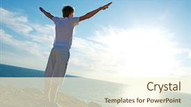  Presentation with element - PPT layouts having deep thinking - sunset and man element background and a  colored foreground