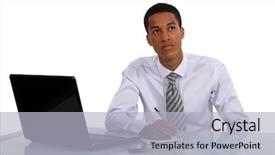  Presentation with special education young adult man - Slide deck enhanced with deep thinking - young man brainstorming background and a light gray colored foreground