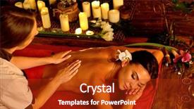  Presentation with massage therapy - Theme having deep tissue massage treatment background and a crimson colored foreground