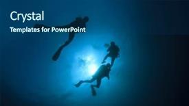  Presentation with scuba diving - Slide deck with deep water - scuba diving underwater silhouettes background and a ocean colored foreground