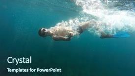  Presentation with swimmer - Cool new slides with deep water - swimmer in flippers dives backdrop and a ocean colored foreground