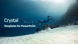  Presentation with deep sea - Slides having deep water - two freedivers finning background and a ocean colored foreground