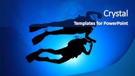  Presentation with deep ocean - Audience pleasing presentation theme consisting of deep water - two scuba divers in ocean backdrop and a ocean colored foreground