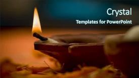  Presentation with oil lamp - Slide set featuring deepawali - close up of indian earthen background and a ocean colored foreground