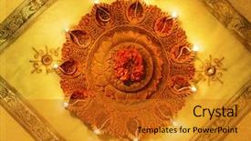  Presentation with fabric - Amazing theme having deepawali - lit up decorative earthen indian backdrop and a gold colored foreground