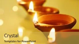  Presentation with lamps - Presentation design enhanced with deepawali - row of traditional indian oil-lamps background and a yellow colored foreground