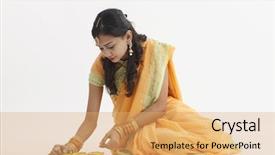  Presentation with indian traditional - Presentation design with deepawali celebration - indian woman in glamorous traditional background and a yellow colored foreground