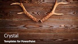  Presentation with antlers - PPT theme consisting of deer-antlers-on-vintage-wooden background and a tawny brown colored foreground