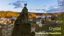  Presentation with ancient hinduism god sculpture - Slide set enhanced with deer-sculpture-in-karlovy-vary background and a tawny brown colored foreground