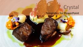  Presentation with tenderloin - PPT theme having deer-tenderloin-truffle-potato-puree background and a gold colored foreground