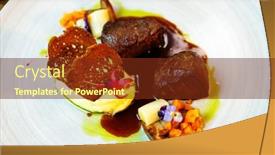  Presentation with tenderloin - Slide set with deer-tenderloin-truffle-potato-puree background and a tawny brown colored foreground