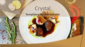  Presentation with tenderloin - PPT layouts featuring deer-tenderloin-truffle-potato-puree background and a yellow colored foreground