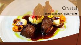  Presentation with tenderloin - Presentation theme having deer-tenderloin-truffle-potato-puree background and a yellow colored foreground