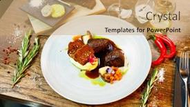  Presentation with tenderloin - Slides featuring deer-tenderloin-truffle-potato-puree background and a coral colored foreground