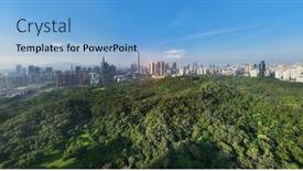  Presentation with skyline - Presentation design with defaultaerial-view-of-skyline background and a light blue colored foreground