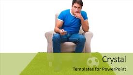  Presentation with sports - Beautiful slide set featuring defeat - man watching sports isolated backdrop and a yellow colored foreground