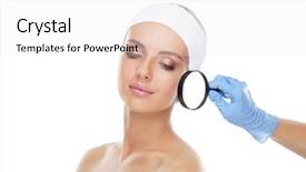  Presentation with swimming beautiful girl swims underwater - Colorful slide deck enhanced with defective human - face of young and beautiful backdrop and a white colored foreground