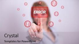  Presentation with modern - Presentation having defective human - woman pressing modern error button background and a light gray colored foreground