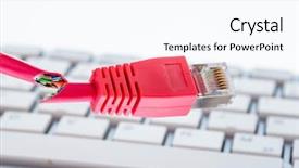  Presentation with network cable - Colorful presentation theme enhanced with defective network cable on keyboard backdrop and a  colored foreground
