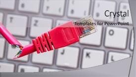  Presentation with network cable - Slide deck consisting of defective network cable on keyboard background and a light gray colored foreground