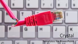  Presentation with network cable - Cool new slides with defective network cable on keyboard backdrop and a light gray colored foreground