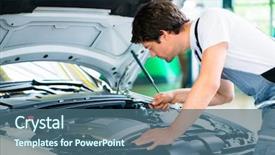  Presentation with car service - Beautiful theme featuring defects - car mechanic working in car backdrop and a ocean colored foreground