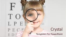  Presentation with ophthalmologist - Presentation featuring defects - cute little girl with magnifier background and a lemonade colored foreground