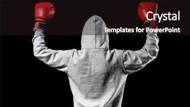  Presentation with boxer - Cool new slide deck with defence - boxer in hoodie posing backdrop and a wine colored foreground