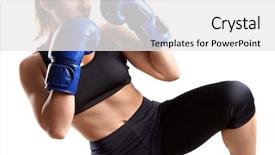  Presentation with light - Slide deck featuring defence - female kickboxer on light background background and a white colored foreground