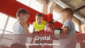  Presentation with boxing ring - PPT theme having defence - little boys fighting in boxing background and a tawny brown colored foreground