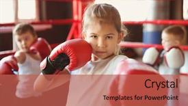  Presentation with boxing ring - Presentation having defence - little girl in boxing gloves background and a red colored foreground