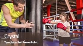  Presentation with coach - PPT layouts featuring defence - little girl training with coach background and a tawny brown colored foreground