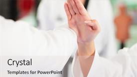  Presentation with taekwondo - Slide deck featuring defence - people in a gym background and a lemonade colored foreground