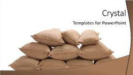  Presentation with pile - Amazing presentation theme having defence - pile of burlap sacks isolated backdrop and a white colored foreground