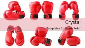  Presentation with boxing - Presentation theme consisting of defence - set of boxing gloves background and a coral colored foreground