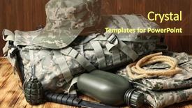  Presentation with military - Presentation design having defence - set of military outfit background and a tawny brown colored foreground