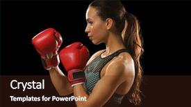  Presentation with strong black woman - Slides having defence - strong woman in boxing gloves background and a wine colored foreground