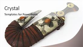  Presentation with arab - PPT theme consisting of defence qatar - traditional arab dagger or khanjar background and a white colored foreground