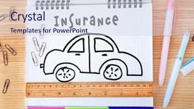  Presentation with insurance - Slide deck featuring defence vehicle - car insurance concept car drawing background and a sky blue colored foreground