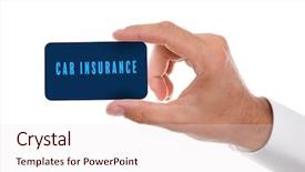  Presentation with car business - PPT layouts having defence vehicle - car insurance concept male hand background and a sky blue colored foreground