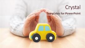  Presentation with life insurance concept leaflets - Audience pleasing slide set consisting of defence vehicle - car insurance concept backdrop and a lemonade colored foreground