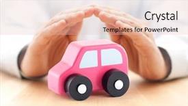  Presentation with insurance - Presentation design featuring defence vehicle - car insurance concept background and a lemonade colored foreground