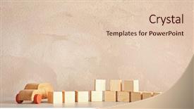  Presentation with wooden toy - Audience pleasing presentation design consisting of defence vehicle - cubes with space for text backdrop and a lemonade colored foreground