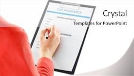  Presentation with non life insurance - Presentation design featuring defence vehicle - insurance agent filling claim form background and a white colored foreground