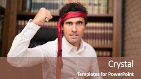  Presentation with defending - Colorful PPT theme enhanced with defend - aggressive businessman defending himself backdrop and a violet colored foreground