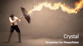  Presentation with defending - Beautiful theme featuring defend - business man defending himself backdrop and a violet colored foreground