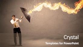  Presentation with defending - Slide deck with defending himself from a fire background and a  colored foreground