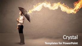  Presentation with defending - Audience pleasing presentation design consisting of defending himself from a fire backdrop and a  colored foreground