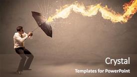  Presentation with defending - Presentation design with defending himself from a fire background and a  colored foreground