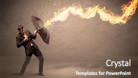  Presentation with defending - Colorful presentation design enhanced with defending himself from a fire backdrop and a  colored foreground